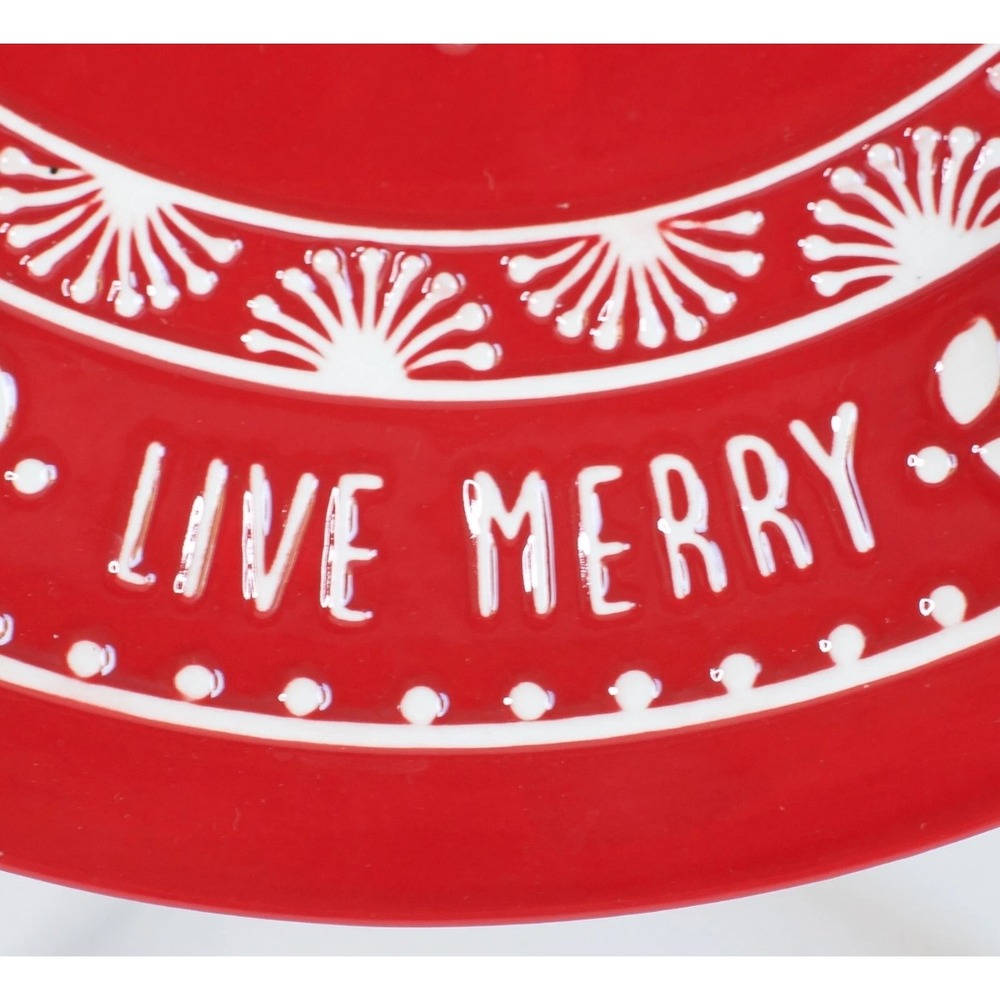 Hallmark Live Merry Snowflake Round Red White Christmas‎ Platter - Picture 6 of 6